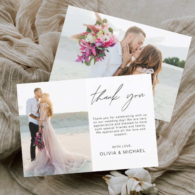 Elegant Minimalist Wedding Thank You Photo Card (Creator Uploaded)