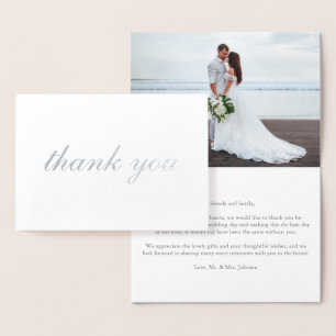 Elegant Minimalist Wedding Thank You Real Silver Foil Card