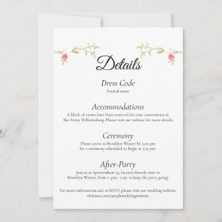 Elegant Minimalist Wedding Venue Details Card