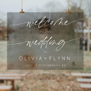 Elegant Minimalist Wedding Welcome Frosted White Acrylic Sign