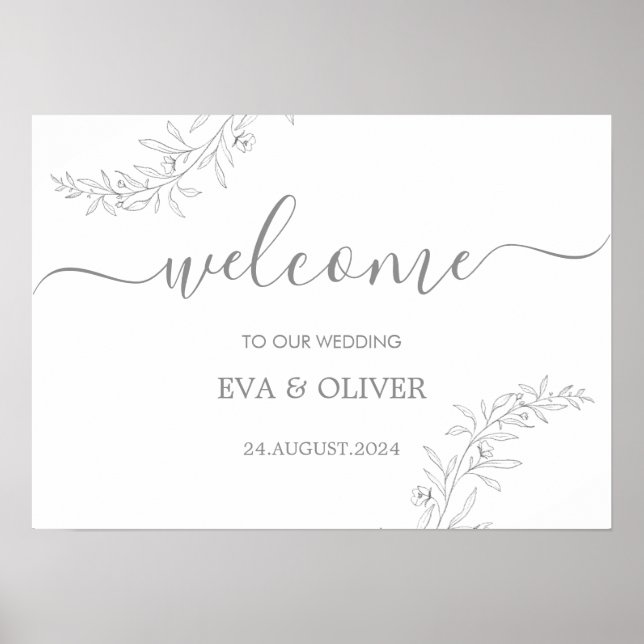Elegant Minimalist Wedding Welcome Sign (Front)