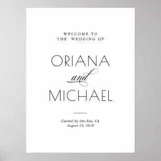 Elegant Minimalist Wedding Welcome Sign Poster