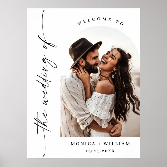 Elegant Minimalist Welcome Photo Wedding Poster (Front)