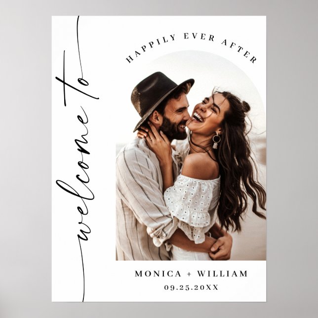 Elegant Minimalist Welcome Photo Wedding Poster (Front)