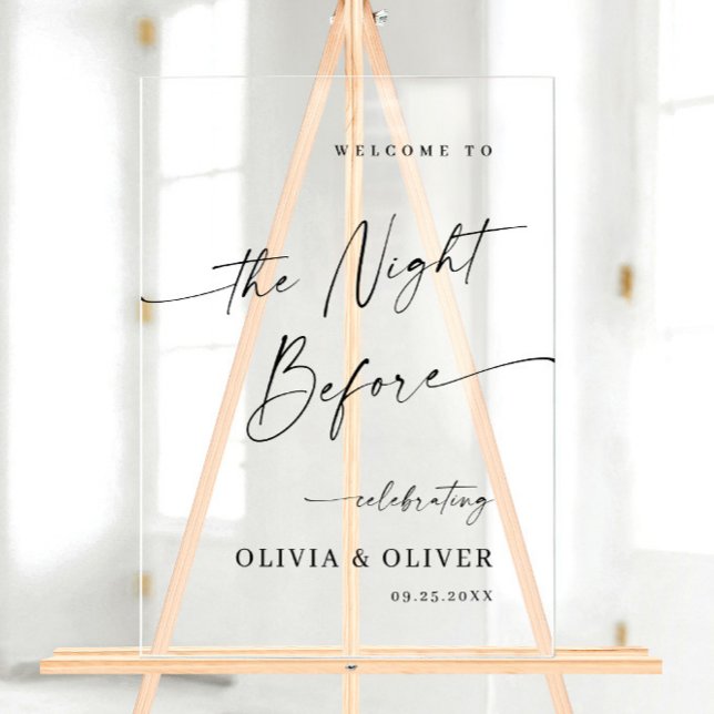 Elegant Minimalist WELCOME Rehearsal Dinner Acrylic Sign (Creator Uploaded)