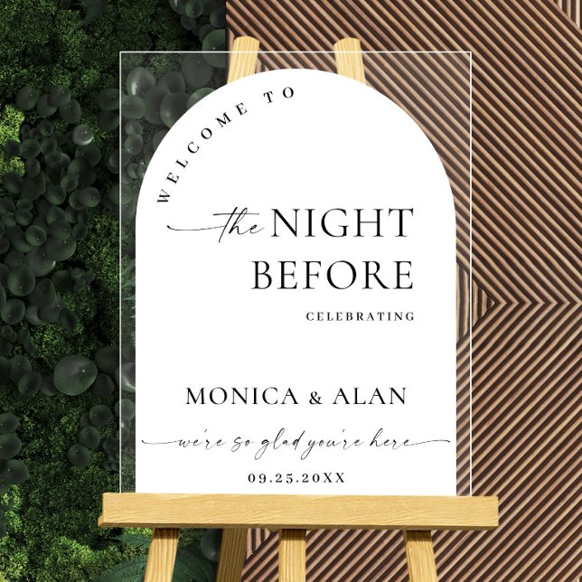 Elegant Minimalist WELCOME Rehearsal Dinner Acrylic Sign (Creator Uploaded)