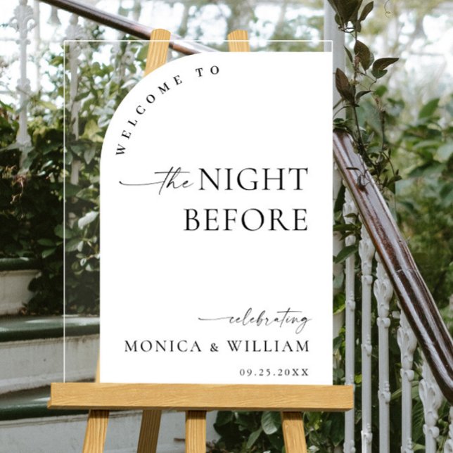 Elegant Minimalist WELCOME Rehearsal Dinner Acrylic Sign (Creator Uploaded)