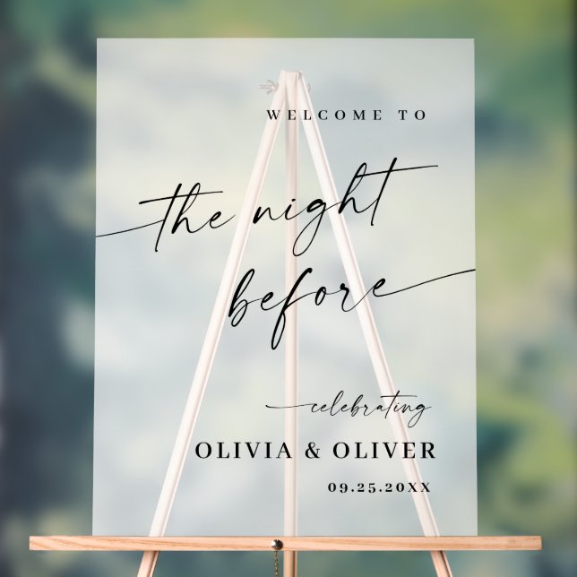 Elegant Minimalist WELCOME Rehearsal Dinner Acrylic Sign (Neutral)