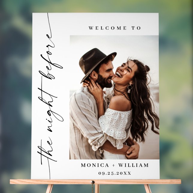 Elegant Minimalist WELCOME Rehearsal Dinner Photo Acrylic Sign (Neutral)