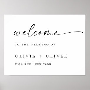 Elegant Minimalist Welcome Wedding Calligraphy Poster