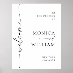 Elegant Minimalist Welcome Wedding Calligraphy Poster