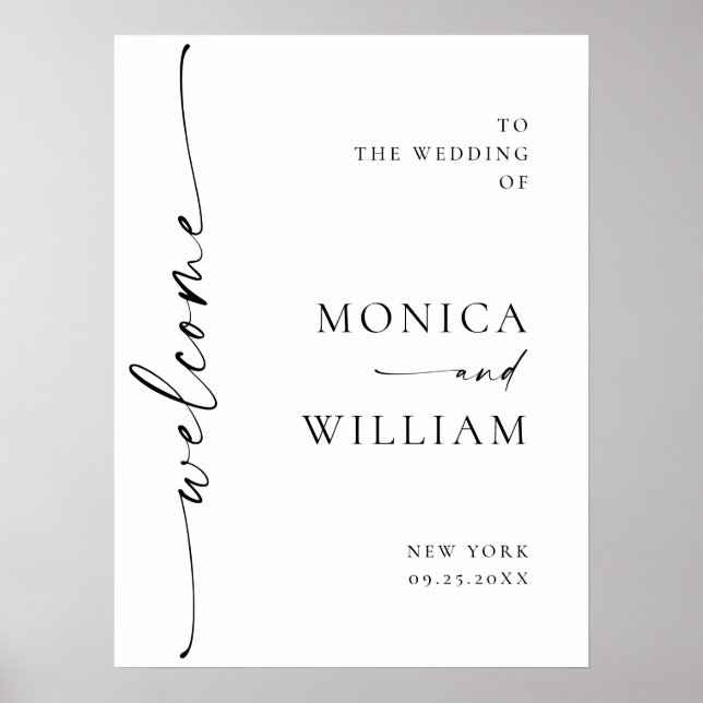 Elegant Minimalist Welcome Wedding Calligraphy Poster (Front)