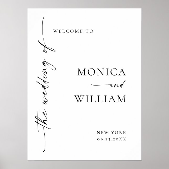 Elegant Minimalist Welcome Wedding Calligraphy Poster (Front)