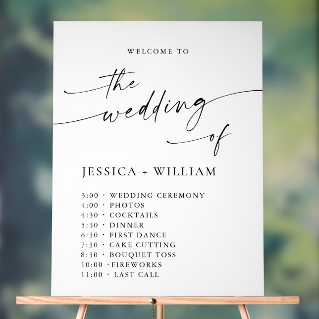 Elegant Minimalist Welcome Wedding Day Timeline Acrylic Sign (Neutral)