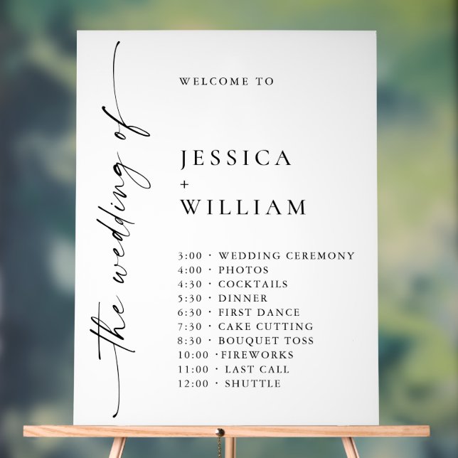 Elegant Minimalist Welcome Wedding Day Timeline Acrylic Sign (Neutral)