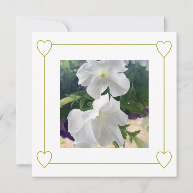 Elegant Minimalist White and Gold Wedding Photo Announcement (Front)