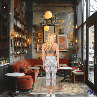 Elegant Minimalist White and Grey Pattern Custom Capri Leggings