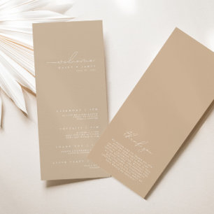 Elegant Minimalist White & Beige Wedding Program