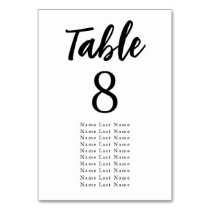 Elegant Minimalist White Black Seating Assignment Table Number