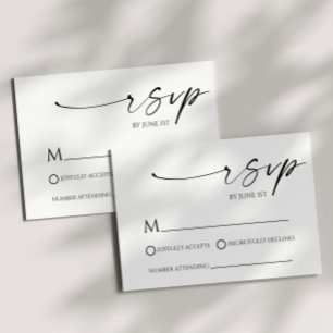 Elegant Minimalist White Black Wedding RSVP Card