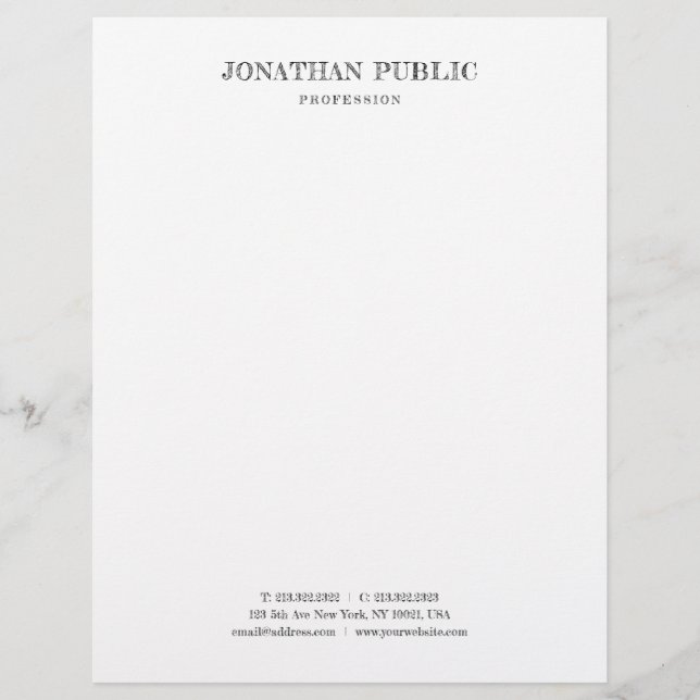 Elegant Minimalist White Classic Look Professional Custom Letterhead (Front)