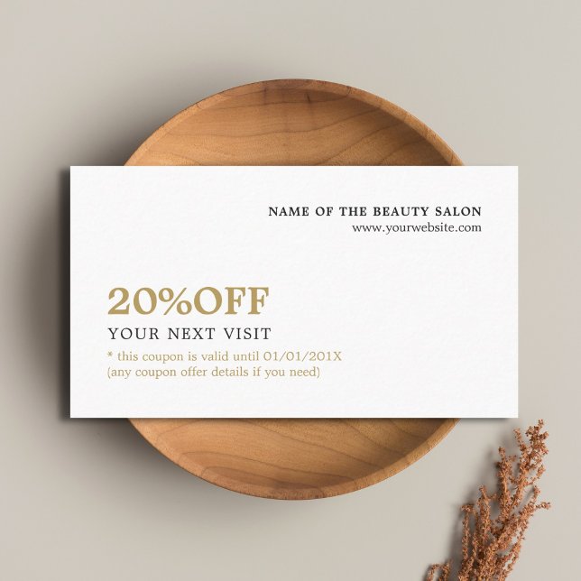 Elegant Minimalist White Faux Gold Coupon Beauty (Creator Uploaded)