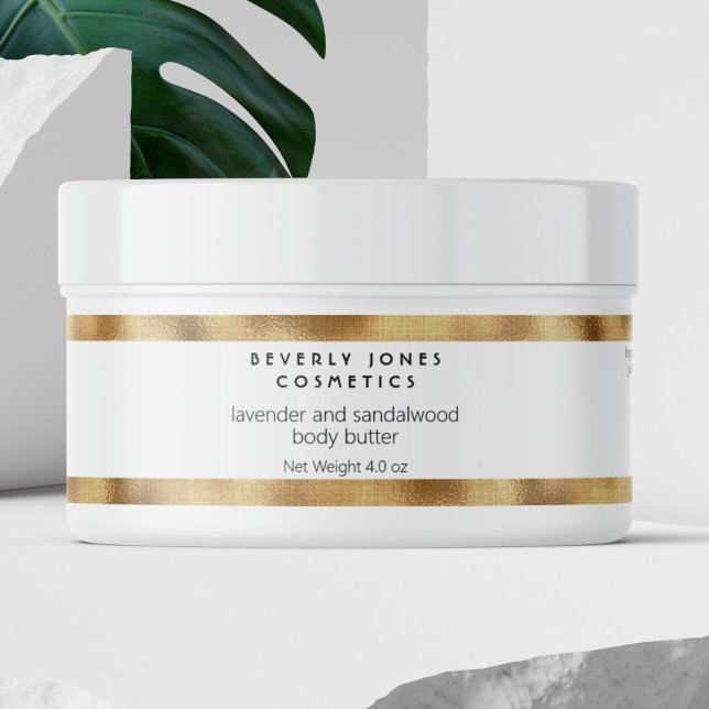 Elegant Minimalist White Gold Cosmetics Jar Label (Creator Uploaded)