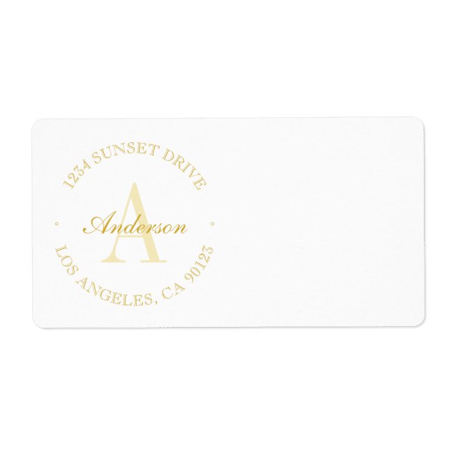 Elegant Minimalist White & Gold Monogram Label (Front)