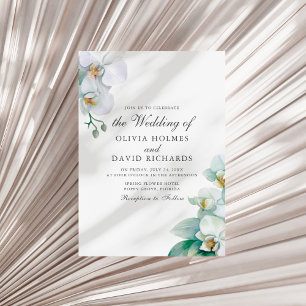 Elegant Minimalist White Orchid Wedding Invitation