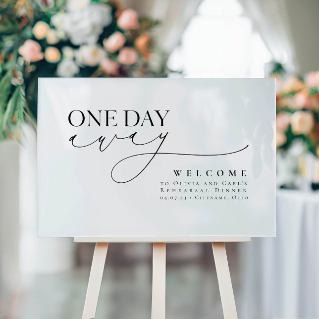 Elegant Minimalist White Rehearsal Dinner Welcome Acrylic Sign (White Elegant Minimalist Rehearsal Dinner Welcome Sign)