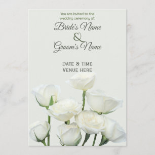 Elegant Minimalist White Rose Wedding Invitation