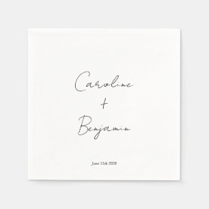 Elegant Minimalist White Script Wedding Custom Napkin