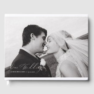 Elegant Minimalist White Wedding Photo Guest Book