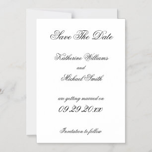 Elegant Minimalist White Wedding Save The Date Magnetic Invitation