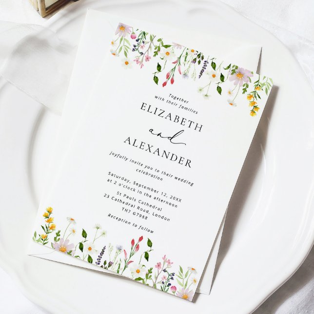 Elegant Minimalist Wildflower Wedding Invitation (Creator Uploaded)