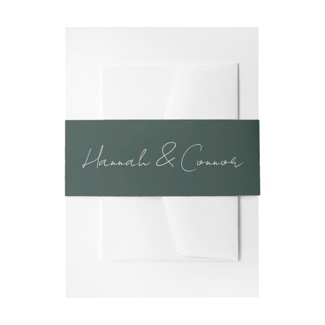 Elegant Minimalist Winter Wreath White Green Invitation Belly Band (Front Example)