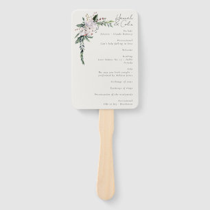 Elegant Minimalist Winter Wreath White Green Progr Hand Fan
