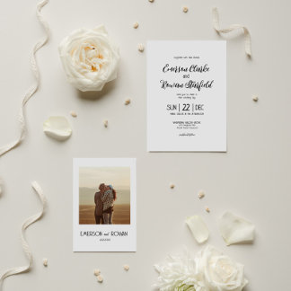 Elegant minimalist with Photo editable Wedding  Invitation