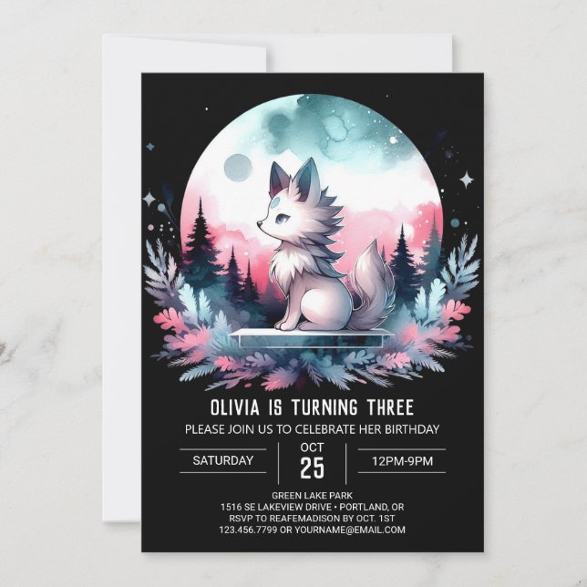 Elegant Minimalist Wolf Birthday Invitation (Front)