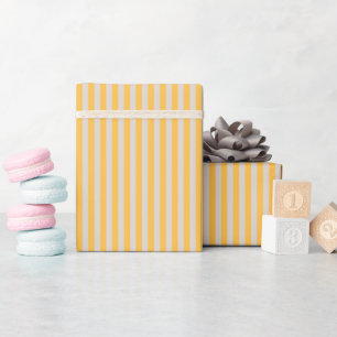 Elegant Minimalist Yellow White Stripes Pattern Wrapping Paper