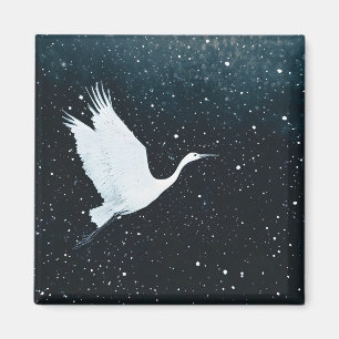 Elegant Minimalist Zen Crane Flight Magnet