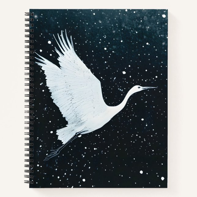 Elegant Minimalist Zen Crane Flight Notebook (Front)
