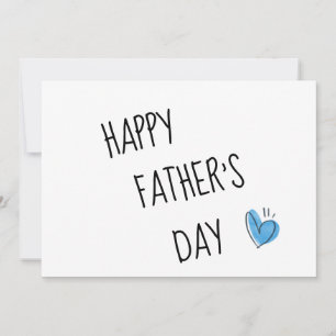 Elegant minimalistic blue heart happy father's day holiday card