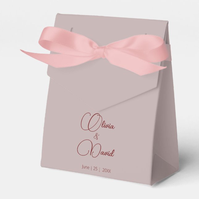 Elegant Minimalistic Dusty Rose Wedding Favour Box (Front Side)