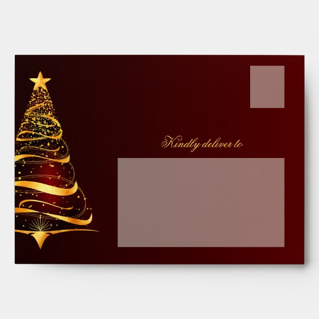 Elegant Minimalistic Golden Christmas tree A7  Envelope (Front)