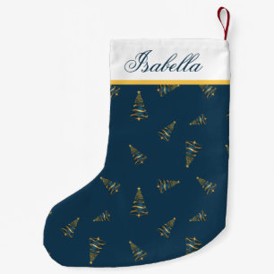 Elegant Minimalistic Golden Christmas Tree Small Christmas Stocking