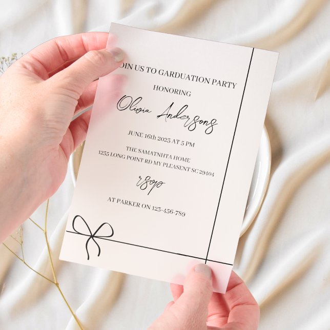Elegant Minimalistic Graduation Party Vellum Invitations (Creator Uploaded)