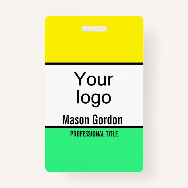 Elegant minimalistic lemon green ID badge (Front)