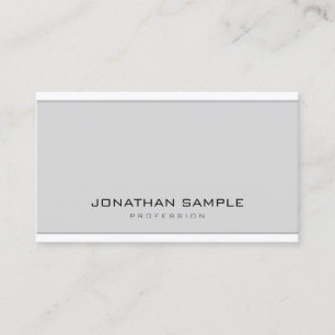 Elegant Minimalistic Modern Grey White Sleek Plain Business Card
