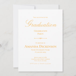 Elegant Minimalistic Photo Graduation Yellow Invitation